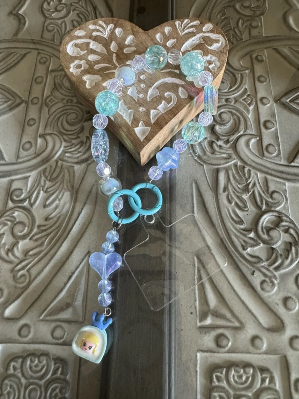 Aqua Beaded chain for cellphone